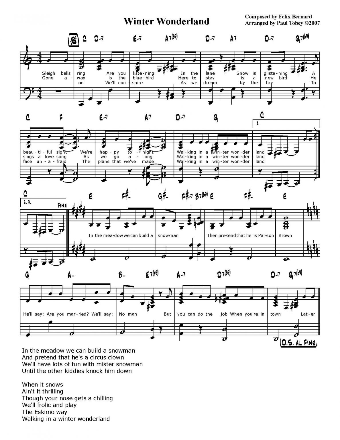 Walking in a Winter Wonderland - Piano Sheet Music - Jazzmentl