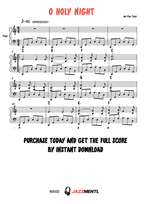 O Holy Night, Beginner's piano sheet music