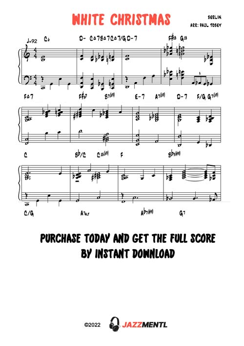 White Christmas Jazz Piano Sheet Music PDF MIDI Backing Track