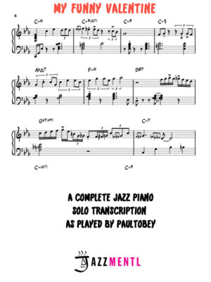 My Funny Valentine Piano Solo Transcription by Paul Tobey