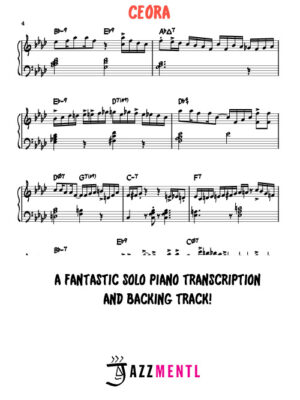 Ceora Jazz Piano Solo Transcription as Played by Paul Tobey Plus Bass & Drums Backing Track