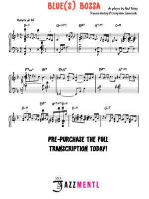 Paul Tobey’s Complete Jazz Piano Solo Transcription for “Blue(s) Bossa"