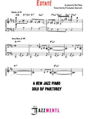 Estaté Jazz Piano Transcription (Bossa Nova) Paul Tobey Performance