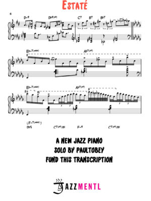 Estaté Jazz Piano Transcription (Bossa Nova) Paul Tobey Performance