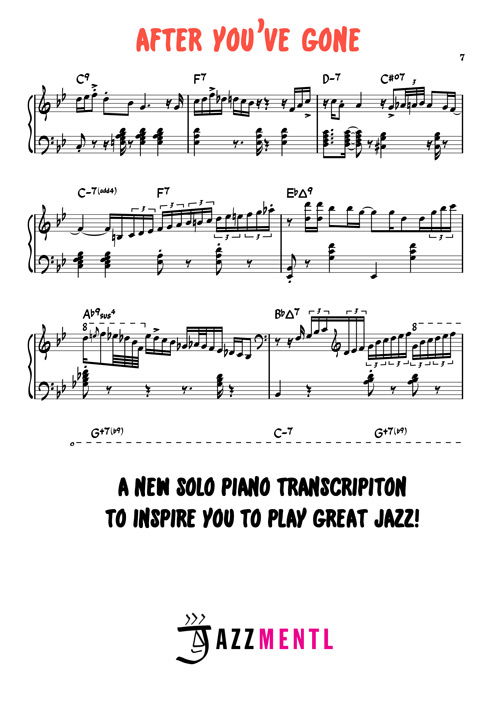 After You've Gone Solo Jazz Piano Transcription (Paul Tobey)