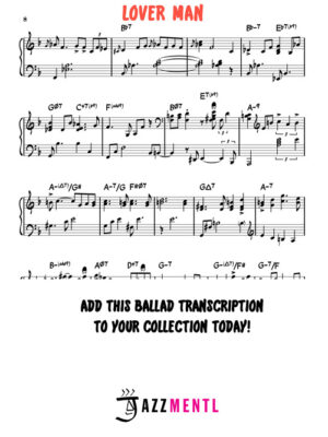 Lover Man – Complete Solo Jazz Piano Transcription (Paul Tobey)