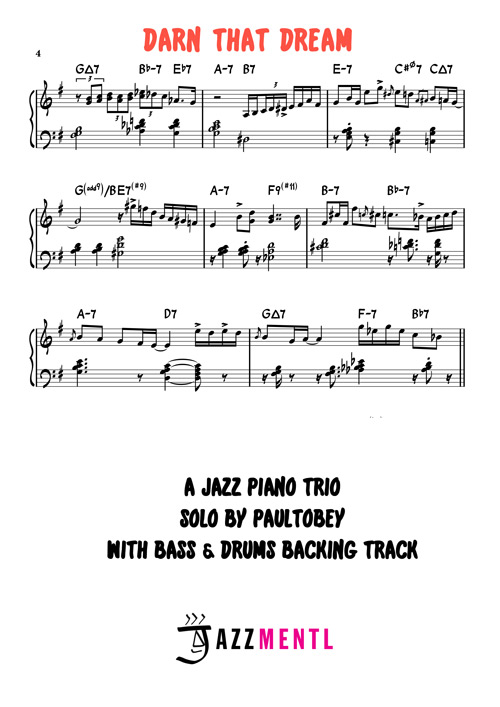 Darn That Dream Jazz Piano Transcription + BONUS Backing Track
