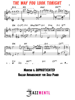 The Way You Look Tonight Complete 8-Page Solo Jazz Piano Transcription (Paul Tobey)
